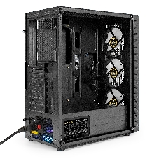 Компьютерный корпус Miditower ExeGate EVO-5001A-EVO800 (ATX, БП EVO800RGb с вент. 12 см, 2хUSB+1хUSB 3.0+HD Audio, черный, 3 вент.12см с RGb подсветкой, боковая панель - закаленное стекло)