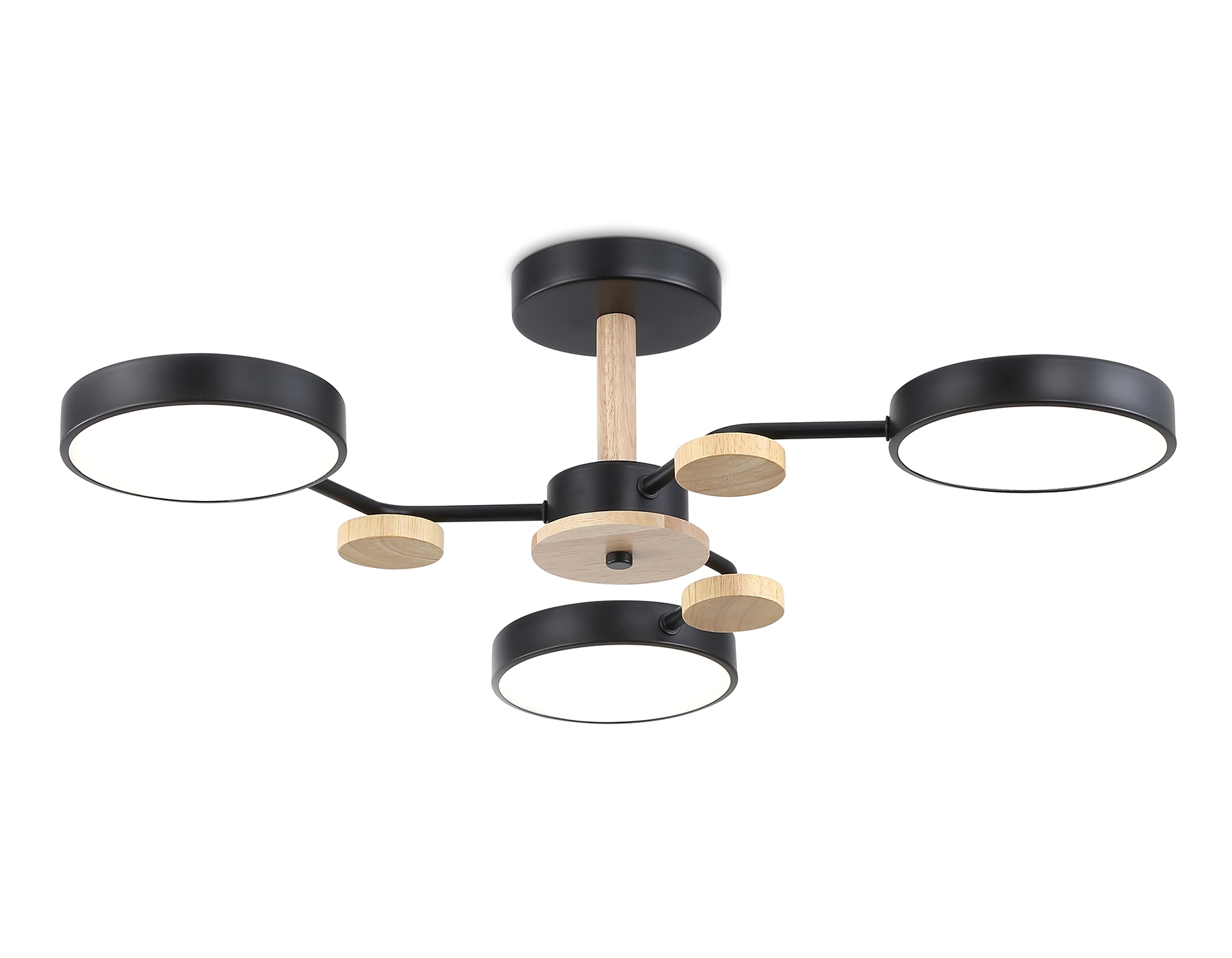 Светильник Ambrella light FL4857/3 BK/WD черный/дерево 54W 3000-6000K D660*170 (без ПДУ)
