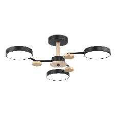 Светильник Ambrella light FL4857/3 BK/WD черный/дерево 54W 3000-6000K D660*170 (без ПДУ)