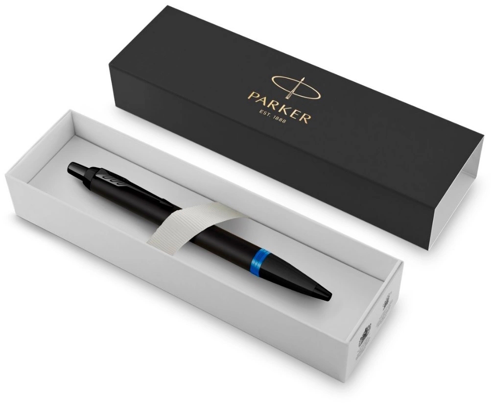 Ручка шариковая Parker IM Vibrant Rings K315 (CW2172941) Marine Blue PVD, M, синие чернила, подарочная коробка