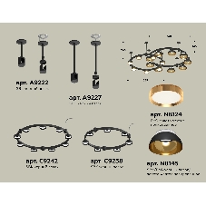 Светильник Ambrella light XR92221110/16 SBK/PYG/CL черный песок/золото желтое полированное/прозрачный GX53