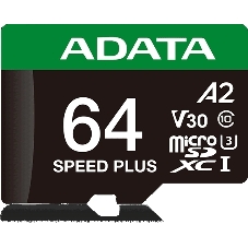 Флеш карта microSD A-DATA 64Gb microSDXC Class 10 UHS-I U3 V30 A2 160/140 MB/s (SD адаптер)