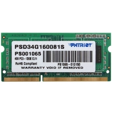 Оперативная память Patriot, DDR3L, 4GB (1x4 GB), 1600 MHz, CL11, SO-DIMM
