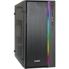 Компьютерный корпус Miditower ExeGate EVO-9211-500NPX (ATX, БП 500NPX с вент. 12см, с окном, 2хUSB+1хUSB3.0, HD аудио, черный, 1 вент. с RGb подсветкой)
