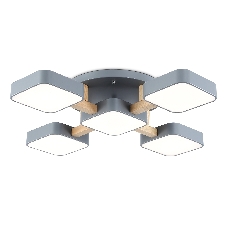 Светильник Ambrella light FL4882/5 GR/WD серый/дерево 90W 3000-6000K 675*675*110 (без ПДУ)