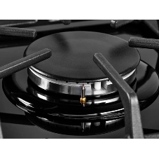 Варочная поверхность Kuppersberg FG 30 B, газ, High-Tech, 30 см, автоматический электроподжиг, газ-контроль, SABAF конфорки, чугунные решетки, цвет черное стекло, цвет фурнитуры черный