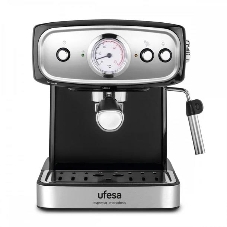Кофеварка рожковая Ufesa CE7244 BRESCIA черный/серебристый, исп. кофе - молотый, 1.5 л, 850 Вт, 20 бар