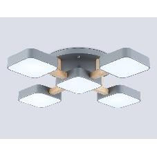 Светильник Ambrella light FL4882/5 GR/WD серый/дерево 90W 3000-6000K 675*675*110 (без ПДУ)