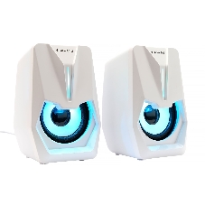 Акустическая система 2.0 Gembird SPK-303-W, 6Вт, пластик, рег.громкости, LED подсветка, белый