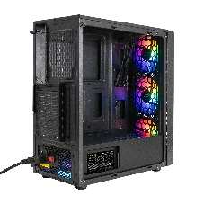 Компьютерный корпус Miditower ExeGate EVO-8243-EVO800 (ATX, БП EVO800RGb с вент. 12 см, 2хUSB+1хUSB 3.0, черный, 3 вент. с RGb подсветкой, боковая панель - закаленное стекло)