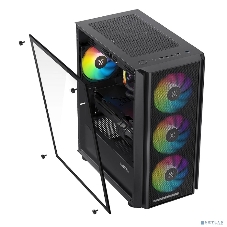 Компьютерный корпус XASTRA A402M 4FRGb Black mATX/Mesh/full-size TG/4x120мм FRGb fans/A402M-4FC12F-BK