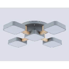Светильник Ambrella light FL4882/5 GR/WD серый/дерево 90W 3000-6000K 675*675*110 (без ПДУ)