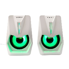 Акустическая система 2.0 Gembird SPK-303-W, 6Вт, пластик, рег.громкости, LED подсветка, белый