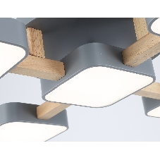 Светильник Ambrella light FL4882/5 GR/WD серый/дерево 90W 3000-6000K 675*675*110 (без ПДУ)