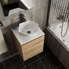 Тумба Bau Dream Blackwood 50 с дверцей, раковина BAU Crystal 40х40, смеситель для раковины высокий Hotel Black, черный, выпуск клик клак, черный