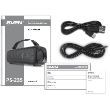 Портативная колонка SVEN PS-235 черный 12W 2.0 BT 3600mAh