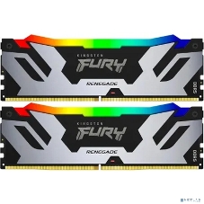 Оперативная память Kingston Fury Renegade, DDR5, 96Gb (2x48Gb), 6400MHz, CL32, DIMM, с радиатором, RGb, серебристый