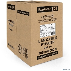 Кабель UTP 4 пары кат.5e Exegate медь, 305м pullbox, серый