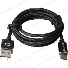 Кабель Qumo Type-С кабель, 1м, USB 2.0, 5В, 2А, 10Вт, PVC оплетка, PVC molded коннектор, черный