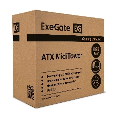 Компьютерный корпус Miditower ExeGate EVO-8243-EVO800 (ATX, БП EVO800RGb с вент. 12 см, 2хUSB+1хUSB 3.0, черный, 3 вент. с RGb подсветкой, боковая панель - закаленное стекло)