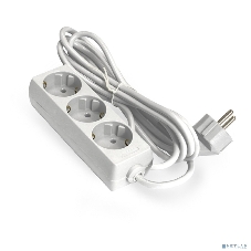 Удлинитель ExeGate ECE-3-3W (EX285806RUS), белый, 3 м, Евровилка с заземлением, 3 евророзетки с заземлением, 2200 Вт
