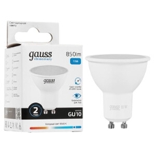 Лампа светодиодная Gauss Elementary 13631 11Вт цок.: GU10 софит 180B св. свеч. бел. хол. MR16 (упак.: 10 шт)