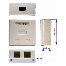 Розетка TWT (TWT-SM2-4512-WH) настенная 1 порт RJ-45 категории 5е и 1 порт RJ-12. UTP. белая
