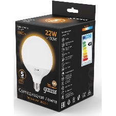 Лампа светодиодная Led G125 E27 22Вт 3000К Gauss 105102122