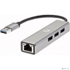 Переходник VCOM USB 3.0 -->RJ-45 1000Mbps+3 USB3.0, Aluminum Shell, 0.2м DH312A