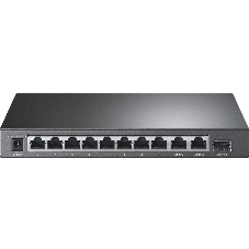 Настольный коммутатор TP-Link TL-SL1311P, 8 портов 10/100 Мбит/с с поддержкой PoE+, 2 гигабитных порта без поддержки PoE, 1 порт SFP, 802.3af/at, бюджет PoE — 65 Вт, стальной корпус