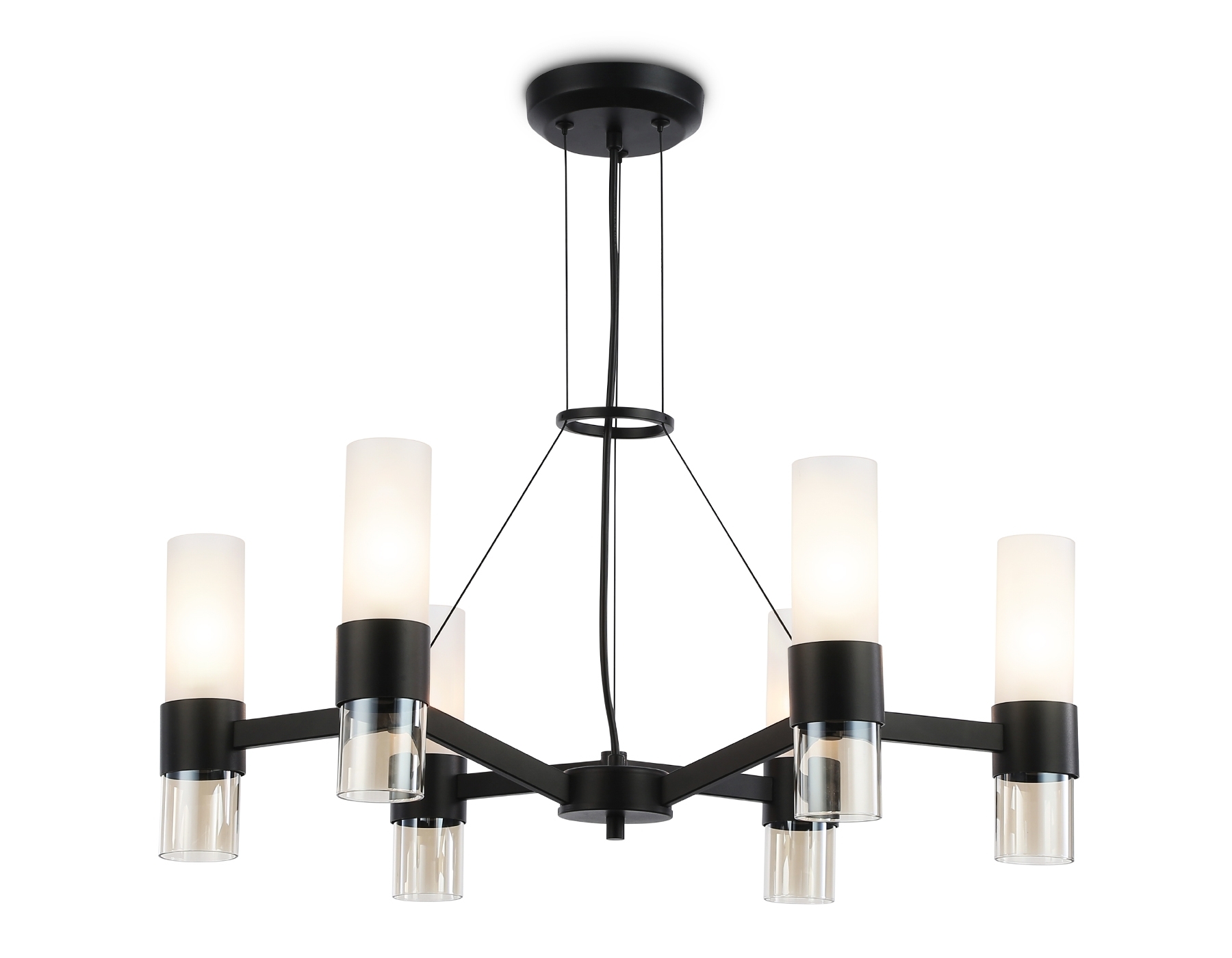 Люстра Ambrella light LH55104/6 BK/FR/TI черный/белый матовый/янтарь E14*6 max 40W D650*1080
