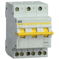 Выключатель-разъединитель трехпозиционный 3п ВРТ-63 25А IEK MPR10-3-025