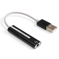 Кабель-адаптер для подключения телефонной гарнитуры к порту USB ExeGate <EX-AU-04B> (внешняя звуковая карта USB, 1x Jack3.5 F (4-контакта), кнопки: volume +, volume -, play/pause/next/previous,  Windows/Linux/MAC OS)
