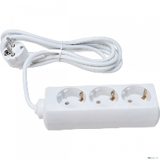 Удлинитель ExeGate ECE-3-3W (EX285806RUS), белый, 3 м, Евровилка с заземлением, 3 евророзетки с заземлением, 2200 Вт