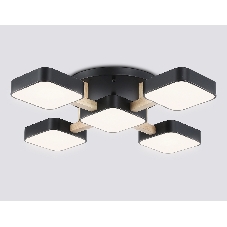 Светильник Ambrella light FL4883/5 BK/WD черный/дерево 90W 3000-6000K 675*675*110 (без ПДУ)