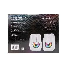 Акустическая система 2.0 Gembird SPK-303-W, 6Вт, пластик, рег.громкости, LED подсветка, белый