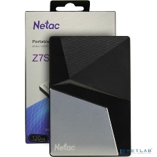 Внешний SSD Netac Z7S, 120 Gb, USB 3.2 Gen 2 Type-C, R/W 550/480, черный