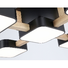 Светильник Ambrella light FL4883/5 BK/WD черный/дерево 90W 3000-6000K 675*675*110 (без ПДУ)