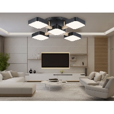Светильник Ambrella light FL4883/5 BK/WD черный/дерево 90W 3000-6000K 675*675*110 (без ПДУ)