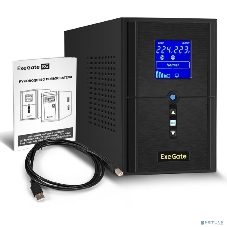 Источник бесперебойного питания ExeGate SineTower SN-1500.LCD.AVR.2SH.1C13.USB 1500VA/1200W, чистая синусоида, LCD дисплей, AVR, 2*Schuko+1*C13, USB, линейно-интерактивный, черный