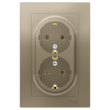 Розетка 2-м AtlasDesign с заземл. 16А в сборе шампань SchE ATN000524