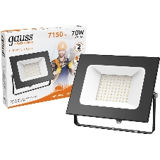 Прожектор светодиодный GAUSS 613527170 LED 70W 4450lm IP65 3000К черный 1/24