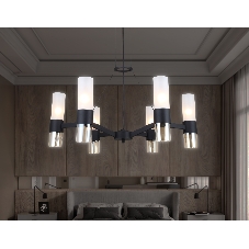 Люстра Ambrella light LH55104/6 BK/FR/TI черный/белый матовый/янтарь E14*6 max 40W D650*1080