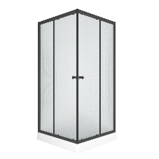 Душевой уголок BAU Stil Hit Black с поддоном 100x100х195, рифленое закаленное стекло, черный профиль