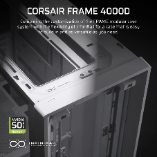 Компьютерный корпус без блока питания Corsair Frame 4000D, Midi-Tower, TG, no fan, 2xUSB-A 3.2, 1xUSB 3.2 Type-C, E-ATX, ATX, mATX, mITX White