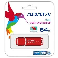 Флешка USB ADATA UV150 (AUV150-64G-RRD), 64Gb, USB 3.0, R/W 100/30, красный