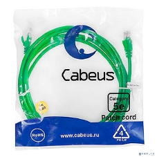 Патч-корд Cabeus, кат. 5е, неэкр., U/UTP, RJ45/RJ45, PVC, AWG24, 3м, зеленый