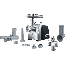 Мясорубка электрическая Bosch MFW68660 черный, 2200 Вт, 4.3 кг/мин, реверс, защита от перегрузки, металлический лоток, насадки - 10