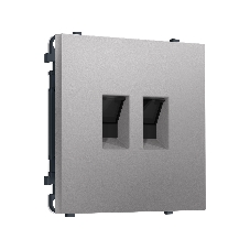 Комплект механизма компьютерной двойной розетки SIGMA Сталь матовый RJ-45 (8P8C) CAT6 с/ш QUANT PRO (SP5121, PR189)