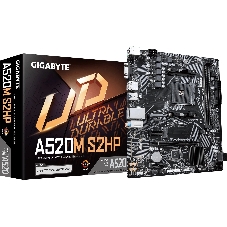 Материнская плата GIGABYTE A520M S2HP, AM4, AMD A520, 2xDDR4, 4xSATA, 1xM.2, 1xPCIe 3.0 x16, DisplayPort, HDMI, D-Sub, 1x1Gb LAN, 3x3.5 мм, 7.1, microATX